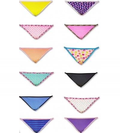 Panties Womens 12 Pack String Bikini Briefs - Assorted Prints - CG11ATT1X3B $18.56