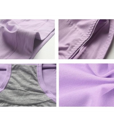 Panties 3Pcs Women Menstrual Period Briefs Leakproof Panties Postpartum Bleeding Underwear - Purple - CQ187TZ48EU $16.03
