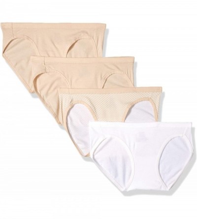 Panties Women's Cotton Stretch Cool Comfort Bikini 4-Pack - Pink/White/Taupe - CS18C0DO0ZY $32.61
