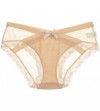 Panties Women Sexy Lace Mesh Underwear Soft Ultra-Thin T-Back Briefs Transparent Low Waist Panties - Beige - CV192XW2D39 $15.16