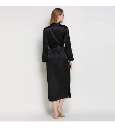 Shapewear Women Lingerie Sexy Long Silk Kimono Dressing Gown Babydoll Lace Bath Robe with Belt - CF194X2QI2L $19.23