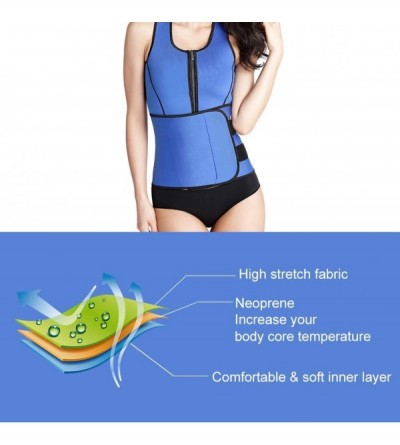 Shapewear Sauna Suit Tank Top Vest Weight Loss Slimming Neoprene Neoprene with Adjustable Waist Trimmer Belt - Blue - CY19CK3...