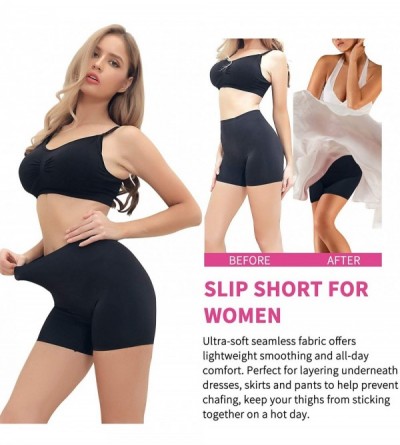 Shapewear Seamless Slip Shorts Under Dresses Comfort Summer Elastic Underwear Boy Panty Everyday - Black - C818TATNUKO $12.98