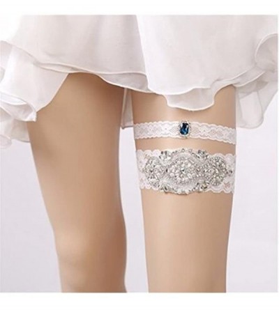 Garters & Garter Belts Wedding Lace Garter for Bridal Rhinestones Garter Belt Set - 9 - CV18DK7Z3YQ $19.64