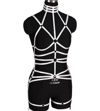 Garters & Garter Belts Women's Full Body Harness Bra Garter Set Lingerie cage Punk Gothic Belt Chest Strap Stretchy Fabric Fe...