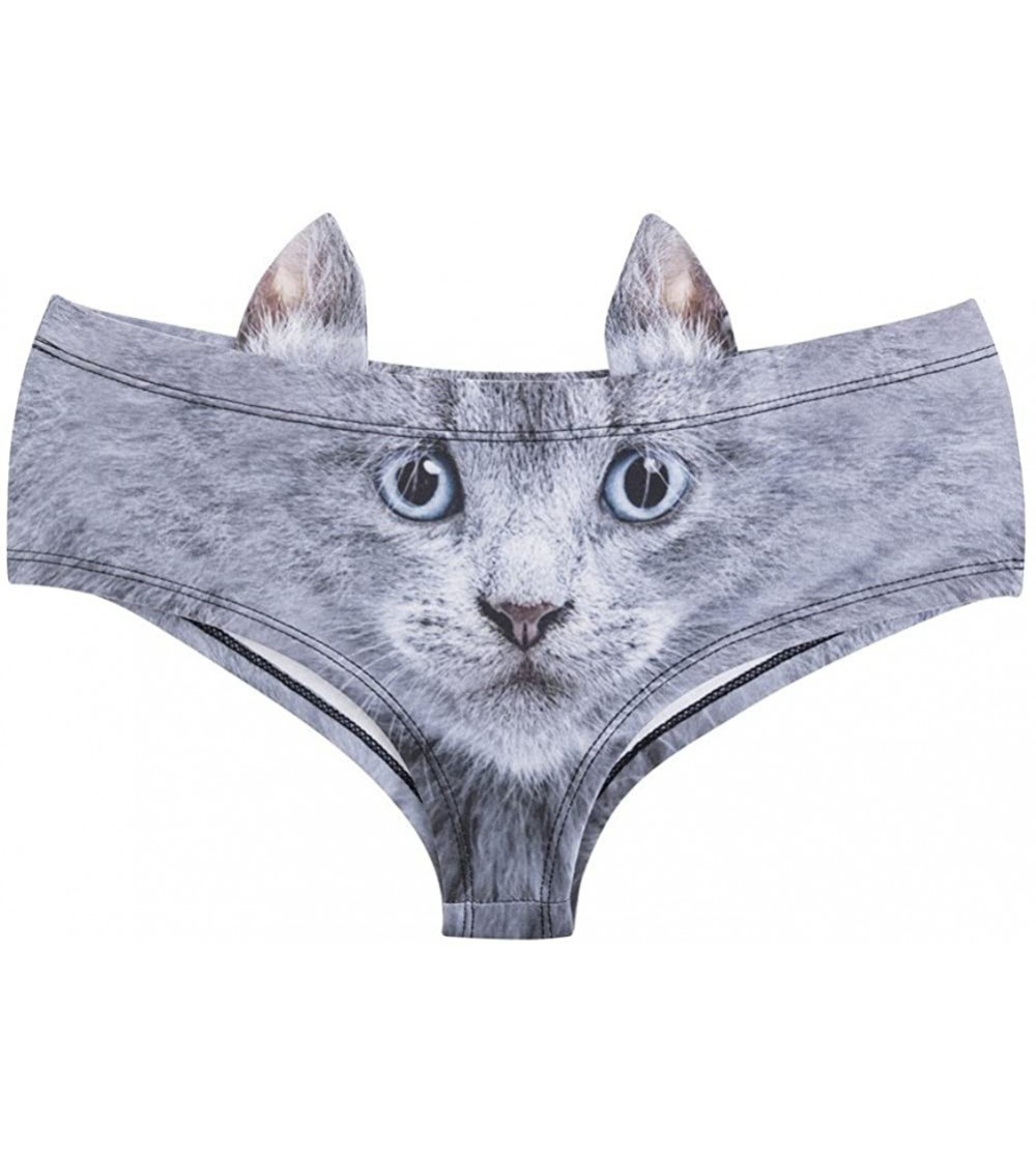 Panties Womens Sexy Animal Print Briefs with Ears Bikini Panties Briefs Underwear - Cat - C718ERK8XE2 $9.31