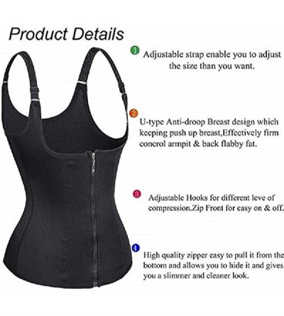 Shapewear Women's Corset Waist Trainer Cincher Steel Boned Body Shaper Sauna Vest Adjustable Straps - Black - CR18LT4QXS3 $21.59