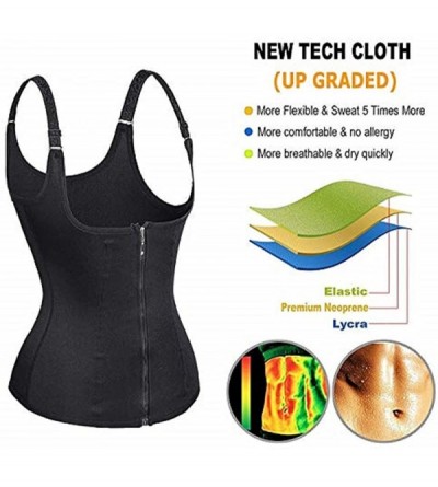 Shapewear Women's Corset Waist Trainer Cincher Steel Boned Body Shaper Sauna Vest Adjustable Straps - Black - CR18LT4QXS3 $21.59