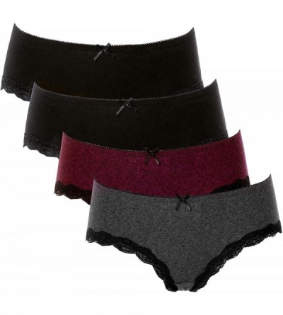 Panties Women's 4 Pack Bikini Panties Lace-Trim Hipster Briefs Underwear - Assorted*3 - CF18R3URSUW $15.13