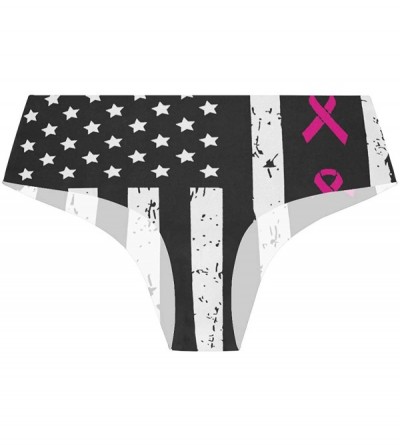 Panties Women's Seamless Underwear- Barbados Flag Sexy Ladies Bikini Panties Low Rise Brief - Breast Cancer Awareness Ribbons...