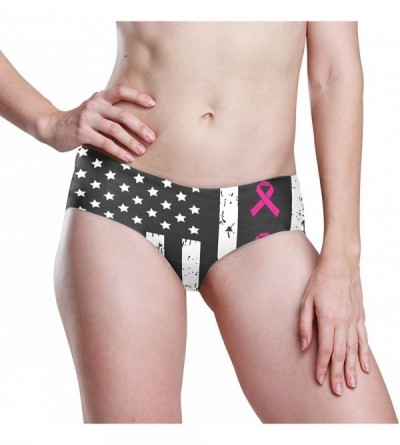 Panties Women's Seamless Underwear- Barbados Flag Sexy Ladies Bikini Panties Low Rise Brief - Breast Cancer Awareness Ribbons...