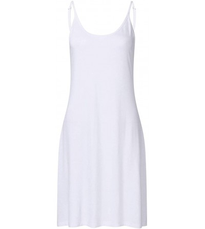 Slips Women's Basic Adjustable Spaghetti Strap Cami Full Slip Under Mini Dress - White - CV196K2AGR9 $20.60