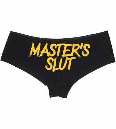 Panties Master's Slut BDSM boy Short Panties - Owned and Collared Boyshort - Yellow - C01878K4932 $17.69