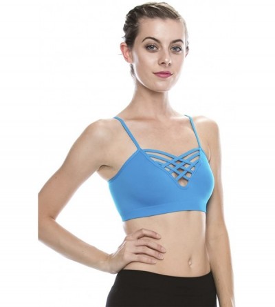 Camisoles & Tanks Premium Strappy Cami Bra (Non-Padded) Made in USA - Bc096-turquoise - CD12KQWGZ4N $29.68
