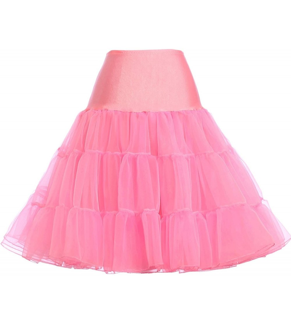 Slips Women's 50s Petticoat Vintage Crinoline Tutu Underskirts - Dark Pink - C418YEIGX69 $16.60