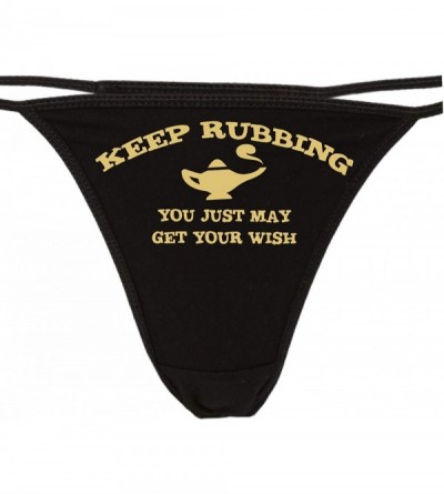 Panties Women's Keep Rubbing May Get What U Want Thong - Black/Sand - CO11UPM6A2L $28.21