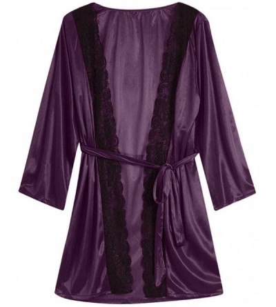Garters & Garter Belts Women Sexy Lace Lingerie Nightwear Underwear Sleepwear Pajamas - Purple - CY18ZW5C2RM $23.45