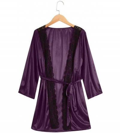 Garters & Garter Belts Women Sexy Lace Lingerie Nightwear Underwear Sleepwear Pajamas - Purple - CY18ZW5C2RM $9.02