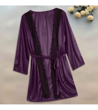 Garters & Garter Belts Women Sexy Lace Lingerie Nightwear Underwear Sleepwear Pajamas - Purple - CY18ZW5C2RM $9.02