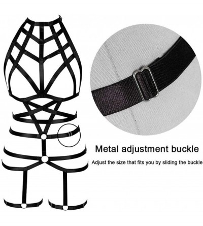 Garters & Garter Belts Female Body Harness Bra Garter Soft Hollow Carnival Dance Accessories Punk Gothic Adjustable Belt - Bl...