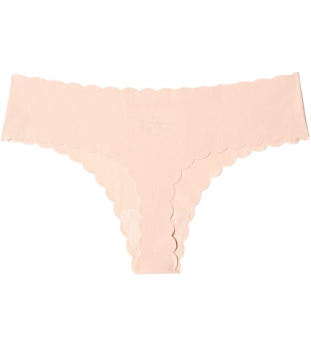 Panties Women's Large Size 100KG Can Wear Solid Color Breathable Seamless Low Waist Sexy Thong - Skin Color - C418Y0ODRGW $24.44