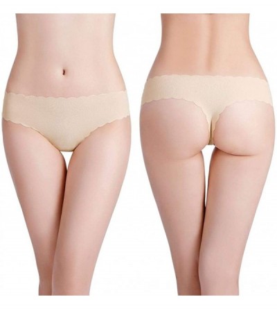 Panties Women's Large Size 100KG Can Wear Solid Color Breathable Seamless Low Waist Sexy Thong - Skin Color - C418Y0ODRGW $24.44