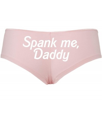 Panties Spank Me Daddy for DDLG Princess Kittens Cute Pink Boyshort - White - CP18SRR7IDL $16.22