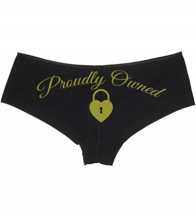Panties BDSM Proudly Owned Black Boyshort for Your Submissive Sub Slut - Gold - C918NUTME30 $12.68