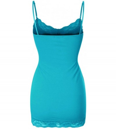 Camisoles & Tanks Women's Adjustable Spaghetti Strap Lace Neck Camisole Top - Teal - CS18M725AHN $9.93