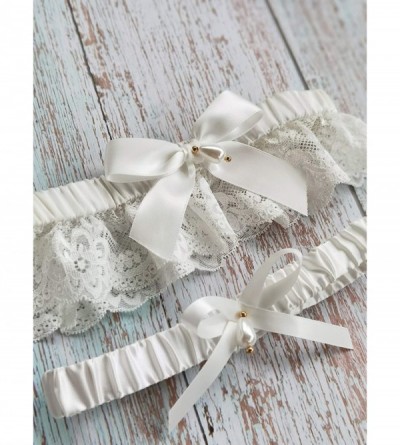 Garters & Garter Belts Butterfly Garters for Bride Wedding Garter Set Lace Pearls Garter Set S86 - White - CR19035LEAR $13.54