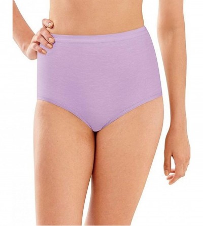 Panties Women`s Set of 6 Full-Cut-Fit Stretch Cotton Brief - Silken Pink - CD123ZF1C9V $75.66