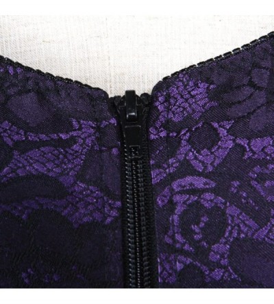 Shapewear Women's Sexy Boned Lace up Push Up Shapewear Top Overbust Corset Bustier - Purple 2 - CX18ZKMNU6Z $26.46