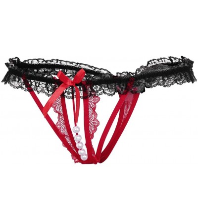 Slips Fashion Delicate Women Translucent Underwear Sheer Lace Tank Lace Sexy Underpant - Red - CD196H9L304 $9.03