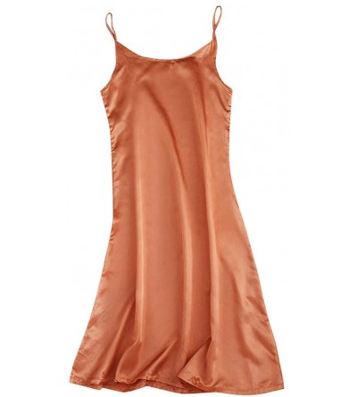 Garters & Garter Belts Fashion Women's V-Neck Casual Sleeveless Camis Vest Solid Ladies Slim Dress - Orange - C5197TX8LWO $14.03