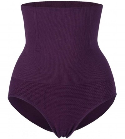 Shapewear Women's High-Waist Seamless Body Shaper Briefs Firm Control Tummy Thong Shapewear Panties Girdle Underwear - Purple...