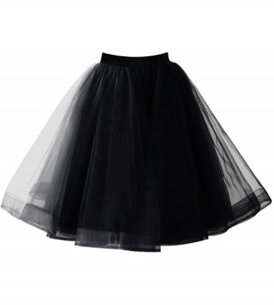 Slips Women's Tutu Halloween Tulle Skirt 50s Vintage Ballet Dance Skirts - Black - CS18YA3HA8M $21.51
