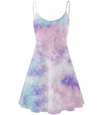 Panties Women's Solid Strappy Short Mini Dress Tank Dress Beach Party Sundress - Tie-dye Purple1 - CX190EL5O2L $17.80