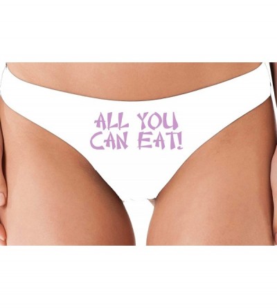 Panties All You Can Eat Cute Chinese Writing Sexy White Thong Panties - Lavender - CZ18NUT4KX6 $29.19