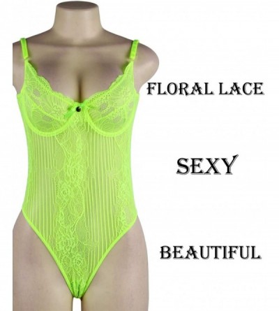 Shapewear Women Bodysuit Lingerie Sexy Plus Size Lace One Piece Teddy Babydoll Chemise Sleepwear - Green - CN18WQGED2H $18.82
