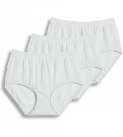 Panties Women's Underwear Comfies Cotton Brief - 3 Pack - Ivory - C9115BSRNP3 $25.21