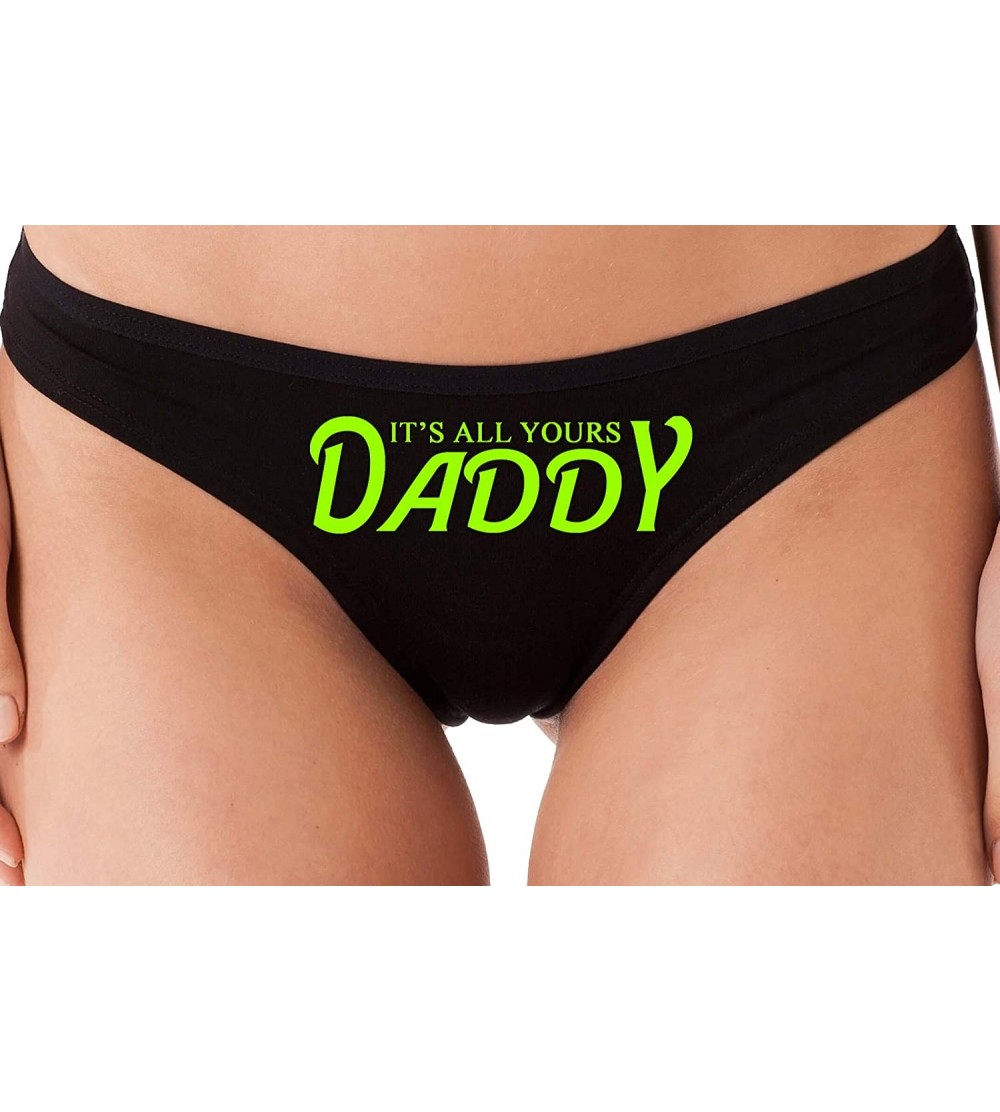 Panties It's All Yours Daddy Black Thong Panties Daddy's Girl DDLG - Lime Green - CA18LSWEE04 $11.22