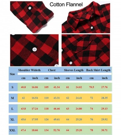 Shapewear Women's Plaid Button Down Shirt Long Roll up Sleeve Blouse Casual Buffalo Top - Black and Red Plaid Shirt for Chris...