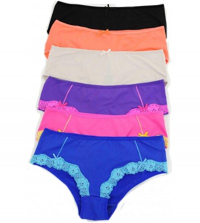 Panties Boylegs Panties for Women (Pack of 6) - Neon Trim/Solid Microfiber - CF12OCITH2E $25.02