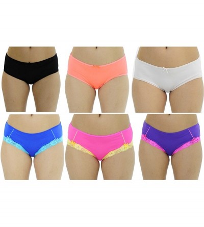 Panties Boylegs Panties for Women (Pack of 6) - Neon Trim/Solid Microfiber - CF12OCITH2E $25.02