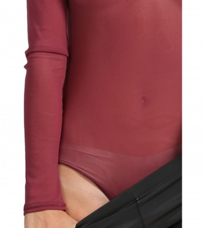 Shapewear Womens Light Weight Basic Stretch Fitted Bodysuit in Various Style - Newbs29-burgundy - CK1808HQIC3 $11.74