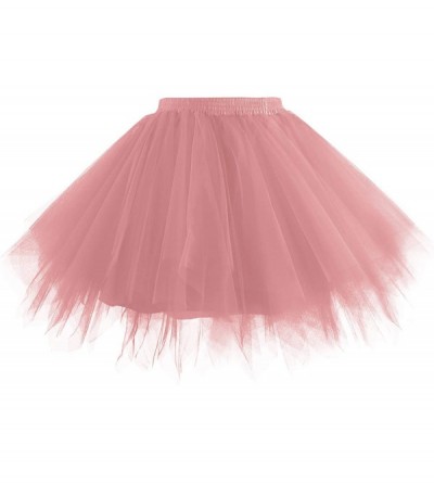 Slips Women 1950s Short Vintage Tulle Petticoat Skirt Ballet Bubble Tutu - A-blush Pink - C418R3ZCEQ5 $18.79