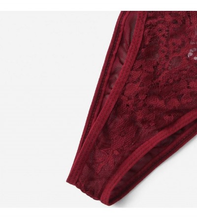 Slips Women's Sexy Exquisite Lace Lingerie Bra+Garter+Briefs Babydoll Cut-Out Sleepwear Underpants Pajama Nightwear WEI MOLO ...