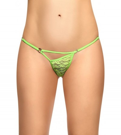 Panties Women's G-String Thong One-Side Breakaway Front Cut G-String - Green - CE1203F389X $14.61