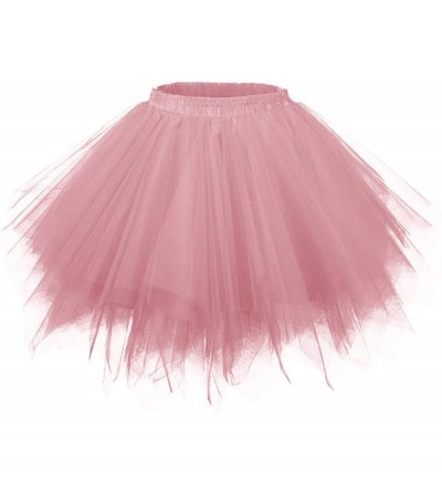Slips Women's 1950s Vintage Petticoats Bubble Tutu Dance Half Slip Skirt - Blush - CP18R9EANRZ $20.29