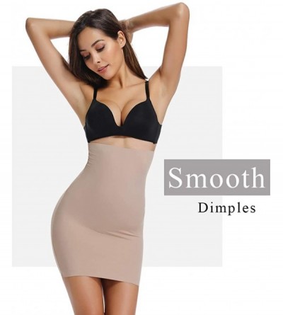 Shapewear Half Slips for Women Under Dresses High Waist Tummy Control Slip Shapewear - Beige-0243 - CF18NDW7HLO $17.87